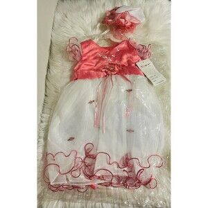 Wonser BY YKI Pink White Girls Party Dress Size 2XL (4T) Style 2025S Elegant